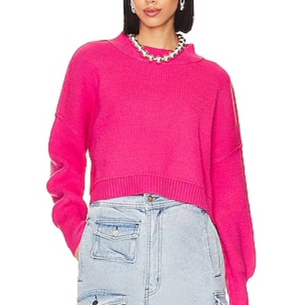 Free People Easy Street Sweater in Pink Fireworks